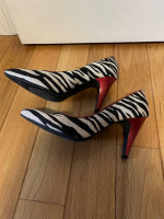 Ladies’ Zebra Striped 3.5” Red Heeled Shoes-Size 6.5-Worn Once