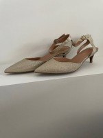 Gold kitten heel shoes