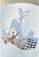NEW WOMEN'S SHOES, SANDALS, HEELS MINT & ROSE, BLACK AND WHITE, IN BOX
