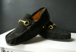 Fabriano Men's Black Suede w/Gold Horsebit Buckle Handmade Shoes Sz 9D