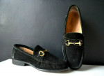 Fabriano Men's Black Suede w/Gold Horsebit Buckle Handmade Shoes Sz 9D