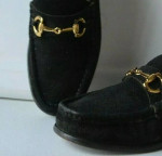 Fabriano Men's Black Suede w/Gold Horsebit Buckle Handmade Shoes Sz 9D