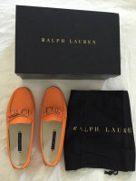 RALPH LAUREN WOMENS DASITA SOFT VACHETTA LEATHER SHOES ORANGE, 6B NEW