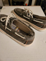 MENS SIZE 7 GREY CANVAS BOAT SHOES