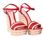 GUCCI CORK WEDGES WOMEN'S HEELS SHOES RED/WHITE, NEW IN BOX, SHOE BAG