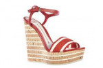 GUCCI CORK WEDGES WOMEN'S HEELS SHOES RED/WHITE, NEW IN BOX, SHOE BAG