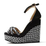 JIMMY CHOO WOMEN'S SUEDE/WOVEN WEDGES HEELS, SHOES, DUST BAG, BOX, NEW