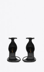 SAINT LAURENT OPYUM HEELS, SHOES, BLACK LEATHER, SIZE 35.5