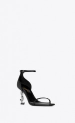 SAINT LAURENT OPYUM HEELS, SHOES, BLACK LEATHER, SIZE 35.5