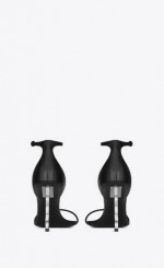 SAINT LAURENT OPYUM HEELS, SHOES, BLACK LEATHER, SIZE 35.5