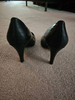 Black Croc Leather Pump Heel Shoes