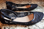 Black Ankle Strap Flat Shoes