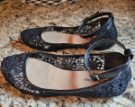 Black Ankle Strap Flat Shoes
