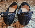 Black Ankle Strap Flat Shoes