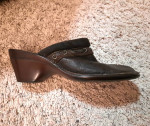 Italy women shoes wedges mule Size 7 soft Genuine Leather Suede brown