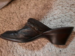 Italy women shoes wedges mule Size 7 soft Genuine Leather Suede brown