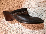 Italy women shoes wedges mule Size 7 soft Genuine Leather Suede brown