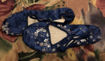 blue Chinese satin shoes, size 7