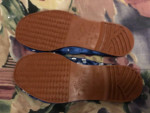 blue Chinese satin shoes, size 7