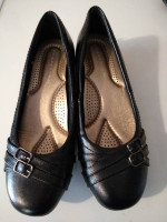 Women's Black flat dress shoes-$5 each