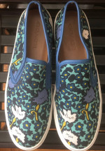 Coach Cameron Blue Floral Slip On Sneaker Shoes Size 10B