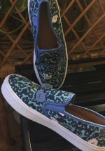 Coach Cameron Blue Floral Slip On Sneaker Shoes Size 10B