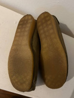 Vintage dusty green leather side tie shoes size 40