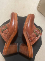 Women's Brown Leather Shoes/Slides