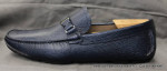 Ferragamo Bit Loafers Navy Blue Pebbled Leather Men's Drivers Shoes