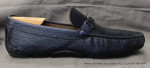 Ferragamo Bit Loafers Navy Blue Pebbled Leather Men's Drivers Shoes
