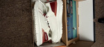 White Timberland steel toe shoes