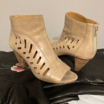 Tan Peep Toe Shoes, Booties size 6 1/2-7