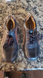 SKECHERS MENS SKEPTIC BAR BRACE OXFORD SHOES BROWN LEATHER LACE UP SIZE 10