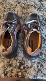SKECHERS MENS SKEPTIC BAR BRACE OXFORD SHOES BROWN LEATHER LACE UP SIZE 10