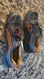 SKECHERS MENS SKEPTIC BAR BRACE OXFORD SHOES BROWN LEATHER LACE UP SIZE 10