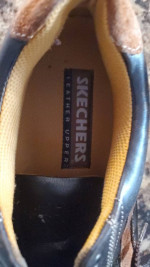 SKECHERS MENS SKEPTIC BAR BRACE OXFORD SHOES BROWN LEATHER LACE UP SIZE 10