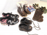 GET 7 PAIRS OF USED CHILDREN'S TENNIS SHOES, SNOW BOOTS, SHOES FOR