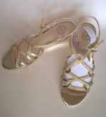 Womens shoes 7M satin gold sandals I. Miller new unworn condition