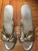 Vintage 70s NORMAN KAPLAN LAS VEGAS Leather Bow Heels Shoes Size 7