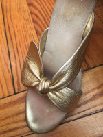 Vintage 70s NORMAN KAPLAN LAS VEGAS Leather Bow Heels Shoes Size 7
