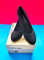 ANNE KLEIN Iflex PumpWomens 3 1/4" Heel Shoes, Black, Fabric, Size 10M