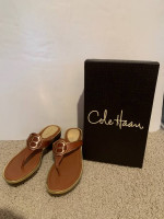 Cole Haan Air Angela Thong Wood Platform Shoes 7.5