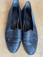 Women flat slip on leather Clark shoes and other shoes in sz 6, 7, 7/8