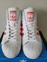 Men's Adidas Pro Model Red-White Stripe Shoes, Size 9