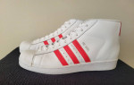 Men's Adidas Pro Model Red-White Stripe Shoes, Size 9