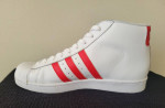Men's Adidas Pro Model Red-White Stripe Shoes, Size 9