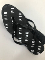 Victoria’s Secret PINK Black Logo Flip Flops Thongs Beach Shoes
