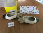 Tan-black sling back shoes kitten heel 10WW