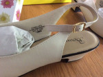 Tan-black sling back shoes kitten heel 10WW