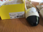 Tan-black sling back shoes kitten heel 10WW